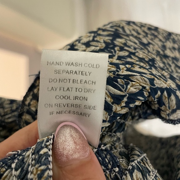 Mable Women’s Smocked Long Ruffle Sleeveless Dress Blue Floral Midi SZ Small EUC - Picture 10 of 13